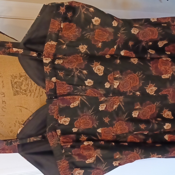 NWT Hot topic,Dark floral Retro dress with pockets 2x elastic waist in back - Picture 5 of 16